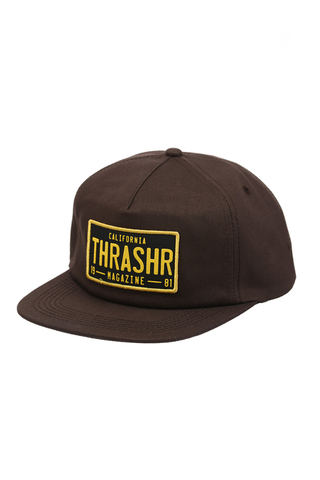 Thrasher Magazine UNSTRUCTURED DMV Snapback Skateboard Hat BROWN
