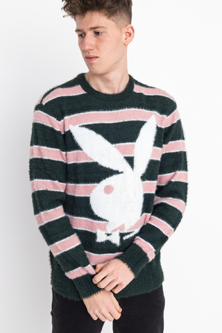 HUF X Playboy Faux Mohair Swaeter kn00376-green Green Pink