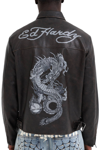 Bunda Ed Hardy Vintage Washed Vegan Leather Motocross