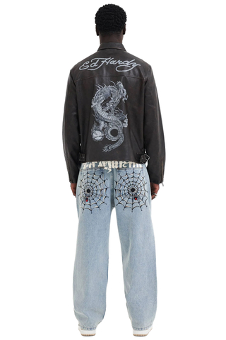 Bunda Ed Hardy Vintage Washed Vegan Leather Motocross