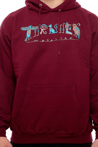 Thrasher hieroglyphic hoodie maroon sale