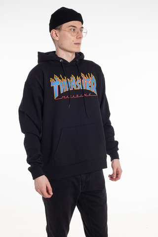 Thrasher Flame Logo Hoodie Black Blue