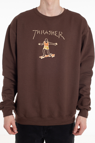 Thrasher Gonz Logo Brown Crewneck Sweatshirt