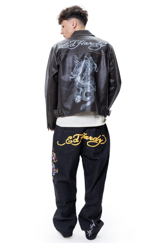 Kurtka Ed Hardy Vintage Washed Vegan Leather Motocross