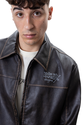 Kurtka Ed Hardy Vintage Washed Vegan Leather Motocross