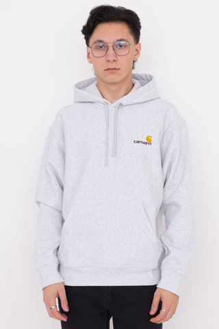 Carhartt wip hooded american script sweat ash heather hot sale