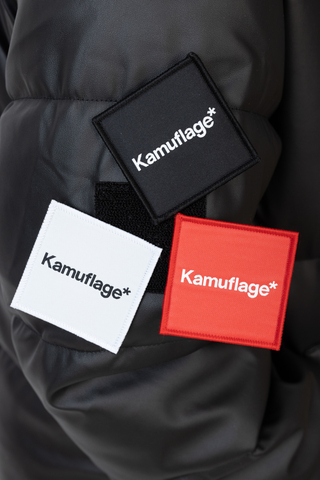 Zimní Bunda Kamuflage Puff Patchwork Ekologická kůže