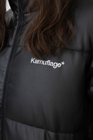 Zimní Bunda Kamuflage Puff Patchwork Ekologická kůže