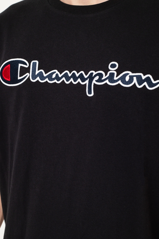 Champion Organic Cotton Script Logo T shirt Black 216473 KK001 NBK