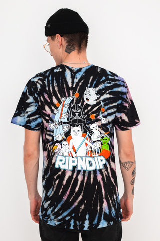 Rip N Dip Far Far Away Short Sleeve T-Shirt Black Pink Blue Spiral Tie Dye