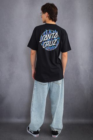 Santa Cruz Thrasher Flame Dot T-Shirt - Black - L