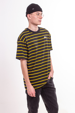 Nike SB Striped Skate T-shirt DB9963-010 Black Yellow