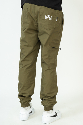 New Bad Line Cargo Ripstop Pants Olive White