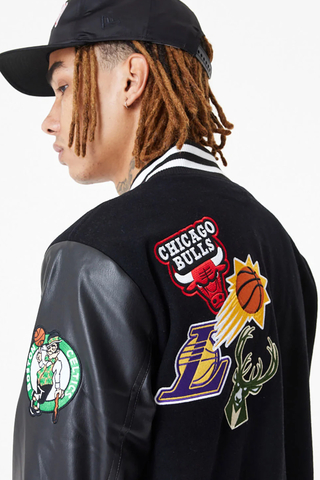 New Era New NBA All Over Badge Jacket Black 60416374