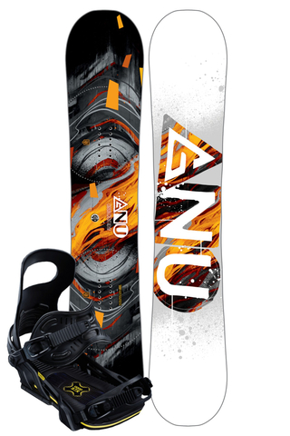 Gnu Carbon Credit Asym 150 Snowboard Set Orange