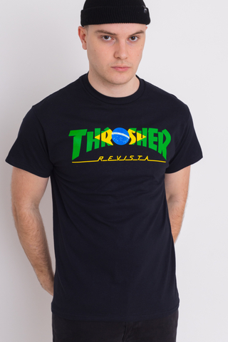 Thrasher Skate Tee Santa Cruz X Thrasher Men's T-Shirt - O'Brien Reaper Skate Tee Short Sleeve Heavyweight Cotton T Shirt Men