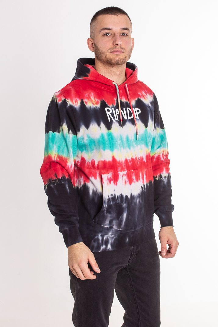 red and black tie dye sweatshirt