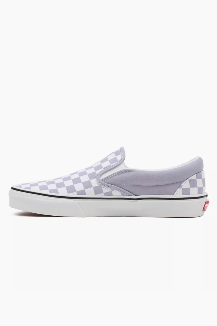 vans grey checkered slip on