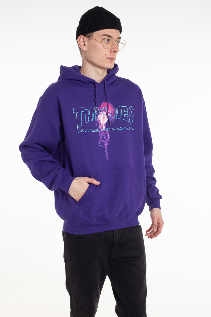 black and purple thrasher hoodie
