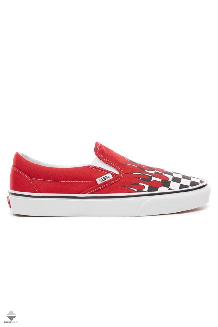 vans flame checkered slip on