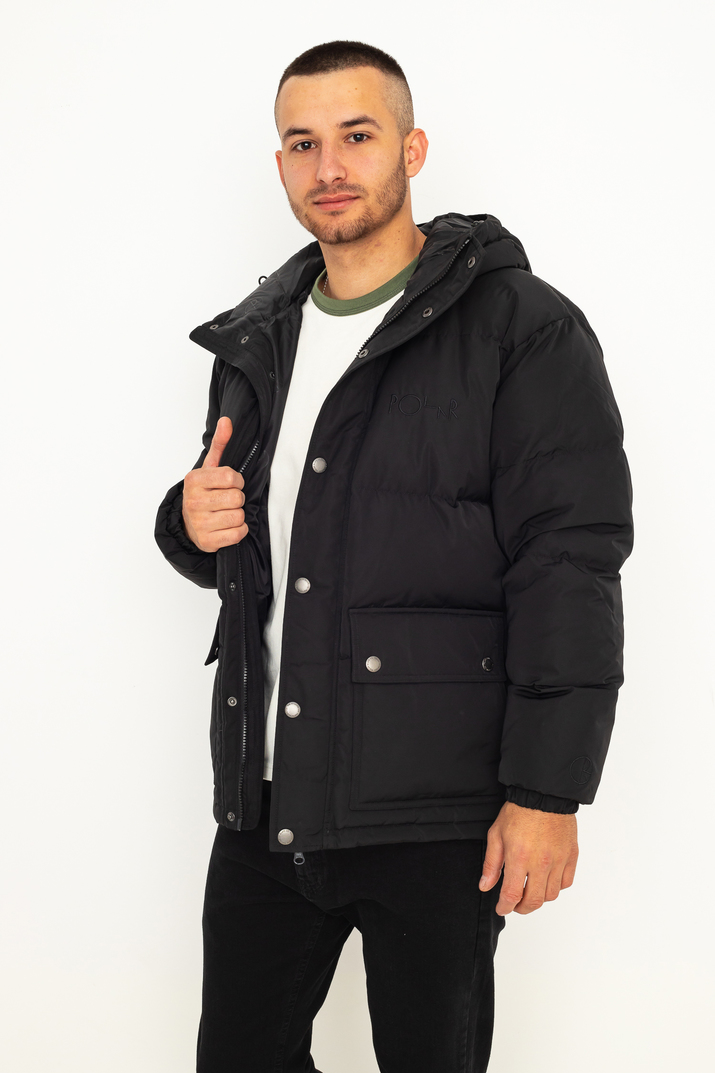 black puffer winter jacket